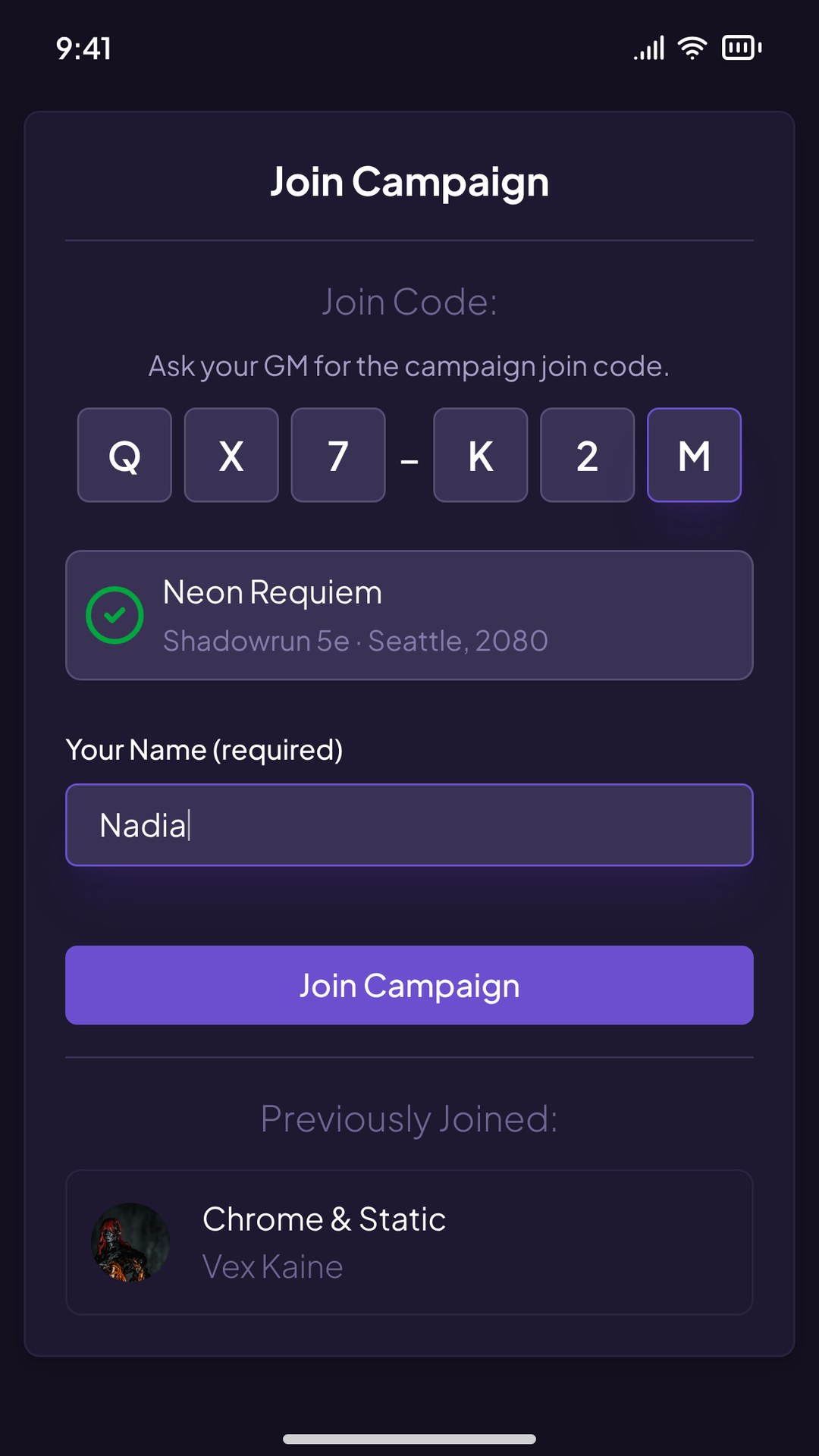 Join with a code